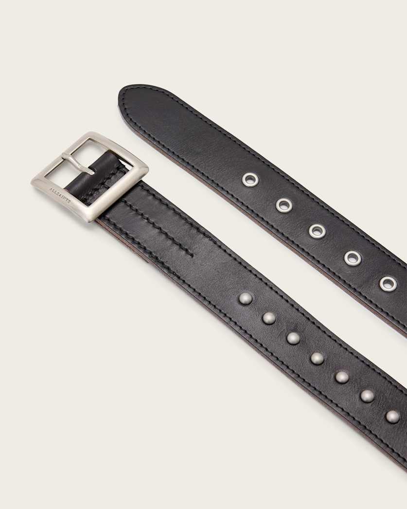 Lowlife Dub Studded Leather Belt Black and White in size 32 - 34